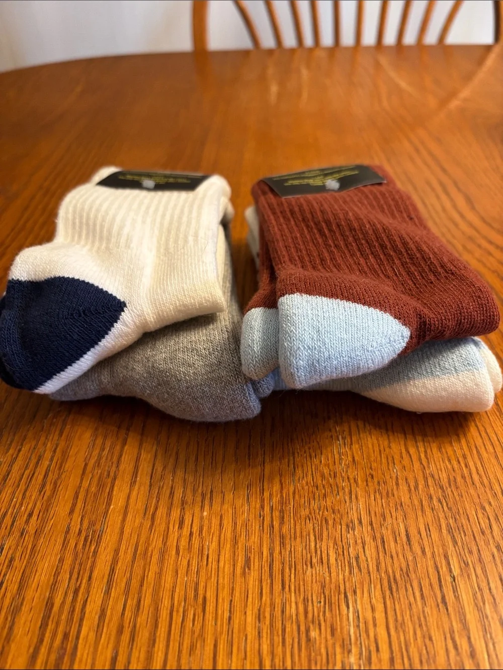 art class 4 Pairs Crew Socks Light Blue, White, Brown & Grey Accents NWT